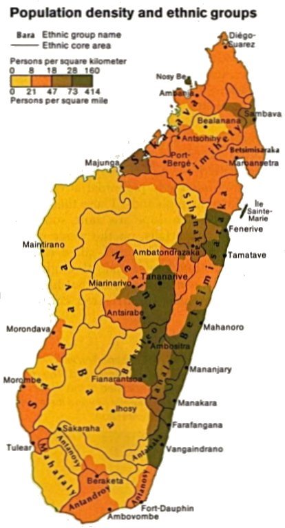 Madagascar compte 18 ethnies carte ethnique malgache  (Maison d'hôtes le petit manoir rouge Ampefy)