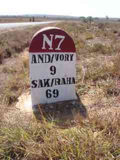 borne kilométrique RN 7 vers Antananarivo Andranovory