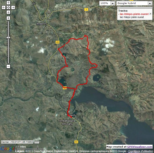 map profile track col Antsahamaina lac hilepo piste ouest 