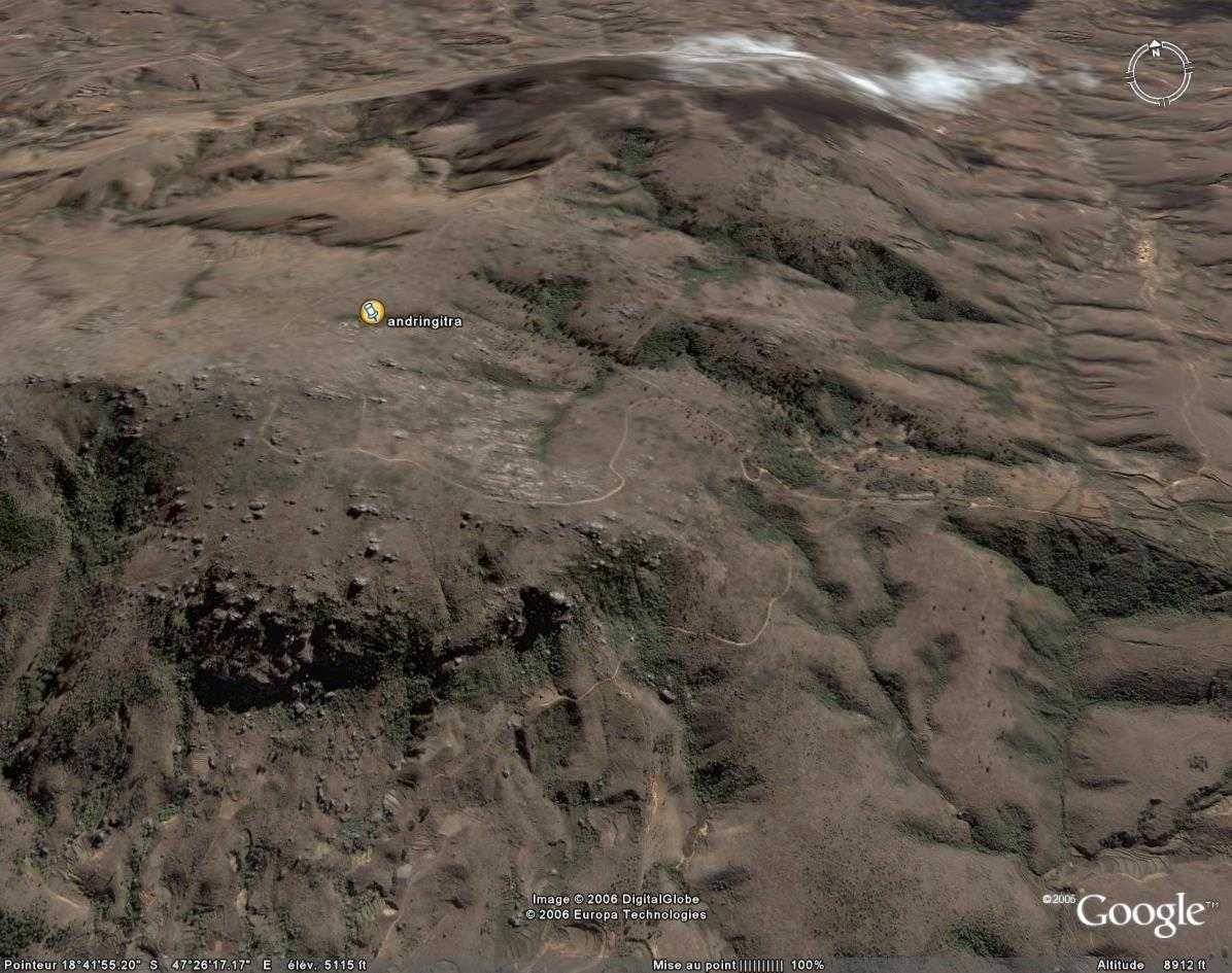 vue aerienne google du massif Andringitra