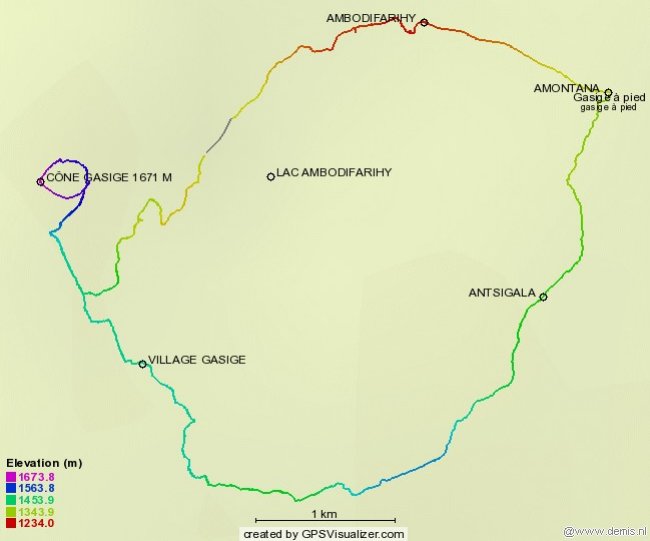 trace parcours Cône Gasige