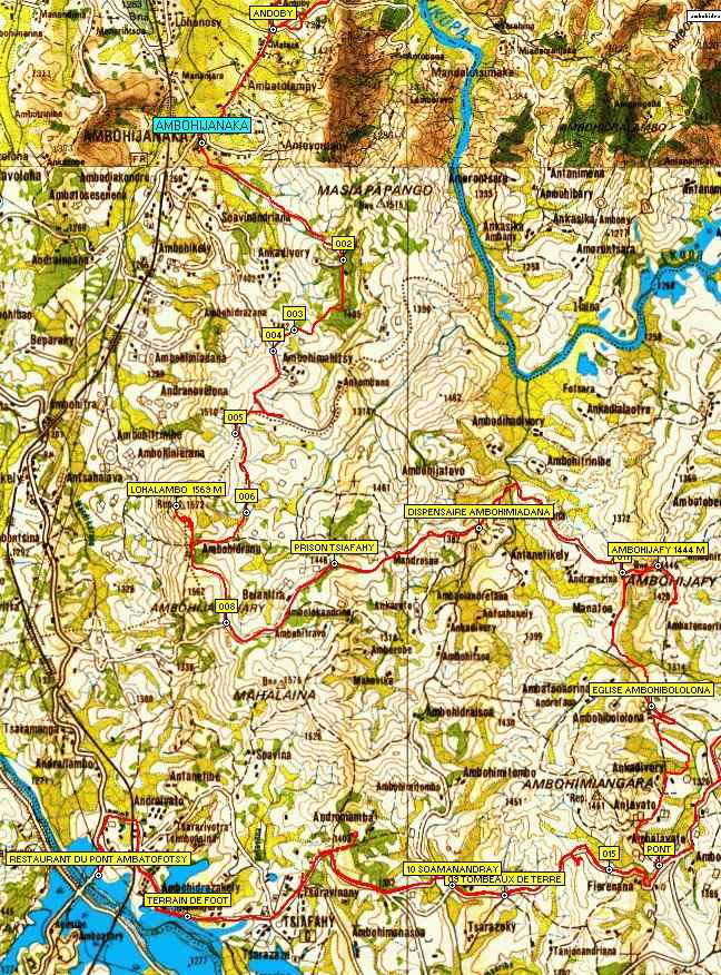partie nord Rive gauche de l'Ikopa Alasora Ttsiafahy, Sommet de Masiapapango 1515 m, Sommet de Lohalambo 1572 m, Sommet de Ambohijanahary 1562 m, Sommet de Mahalaina 1575 m 