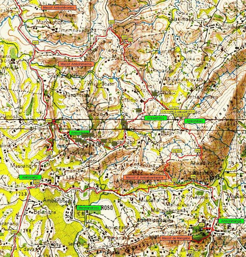 carte du massif de Mangabe et de Ambatoantanina hotel manoir rouge antananarivo