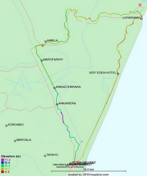 trace parcours Manakara Loharano