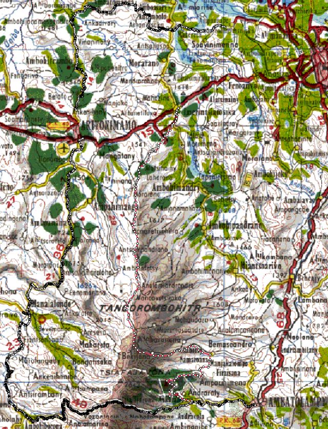 map du track Ivato,Ampangabe,Ambatomanga,Arivonimamo,Manalalondo,Avaratsena,Ampohiborona,Ankaratra,Ambatolampy